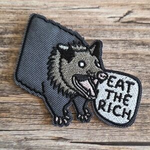 Eat The Rich Angry Possum Opossum Funny Punk Rock Iron On Patch